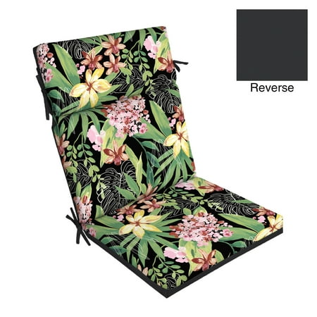 Better Homes & Gardens Black Tropical 44 x 21 in. Outdoor Dining Chair Cushion with
