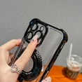 thumbnail image 6 of 360° Rotatable Magnetic Ring Stand for iPhone 14 Pro Max Case, [Compatible with Magsafe] Protective Case with Stand & Ring Holder, Luxury Transparent Women Case for iPhone 14 Pro Max, Pink, 6 of 12