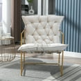 thumbnail image 2 of Accent Chair, Modern Armchair with Open Metal Frame, Retro Upholstered Reading Chair with Shine Velvet Paded, Comfy Side Lounge Arm Chair Sigle Sofa for Living Room Bedroom Waiting Room, Beige, 2 of 7
