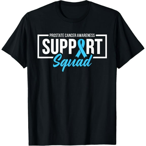Prostate Cancer Awareness Support Squad Light Blue Ribbon T-Shirt100% cotton short-sleeved shirt for both men and women