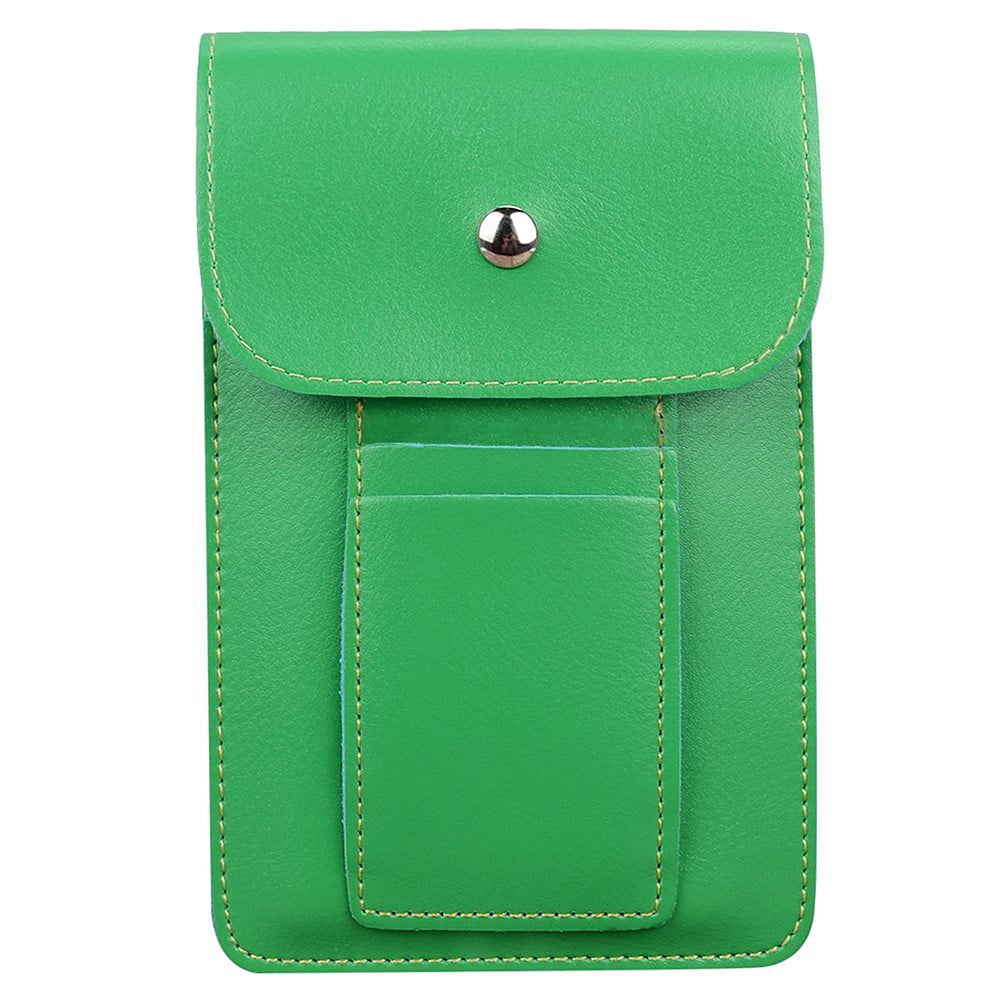 BUNDLE: Vegan Leather Vertical Crossbody Smartphone Pouch Wallet (Green) & Deluxe Stereo Hands-Free Headset (Black) - for Smartphones up to 6.5-inch, Shoulder Strap, Headphones w/ Microphone