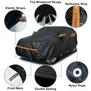 SUV Full Car Cover Upgraded Material Waterproof Car Cover Outdoor Sun UV Rain Protection Black