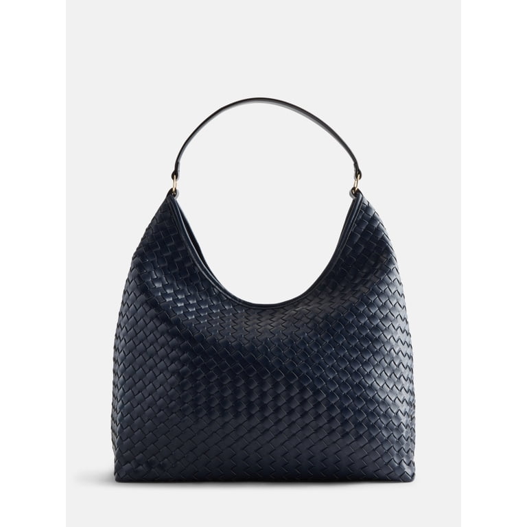Scenario Women's Hobo Bag, Dark Navy Woven Faux Leather photo 1