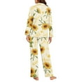 thumbnail image 6 of DISNIMO Sunflower Printed Women's 2 Piece Pajama Set Comfy Button Down Sleepwear Long Sleeve Top Wide Leg Pants Loose Fit Loungewear with Pockets, XS, 6 of 7
