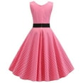 thumbnail image 5 of Jacenvly New Vintage Dresses for Women Fashion Court Contrast High Collar Polka Dotted Large Dress Women Evening Dresses Pink Xxl, 5 of 8