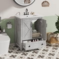 thumbnail image 6 of 24 inch Vanity with Ceramic Sink, Modern Bathroom Vanity with 2 Doors and 1 Storage Drawer, Freestanding Bathroom Cabinet with Contemporary Design for Your Bathrooms, Grey, 6 of 7