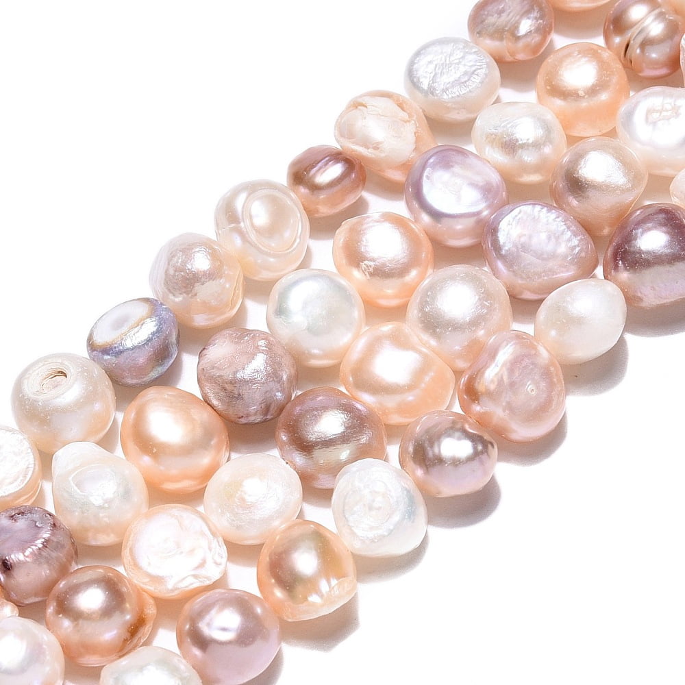 Natural Cultured Freshwater Pearl Beads Strands Baroque Pearls Keshi Pearl Beads Two Sides Polished Mixed color 8~9x7.5~8.5x5~6mm Hole: 0.7mm 42pcs/strand 13.39''(34cm)