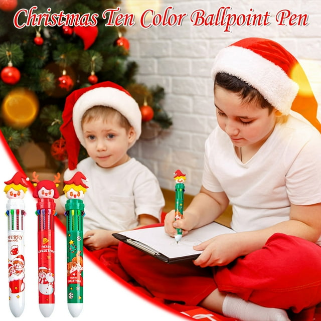 Fiudx Bolígrafo Navideño con Diseño Multicolor, Tinta de Secado Rápido, Escritura Suave, Ideal para Papelería y Regalos Navideños, 1 Unidad, 15,5 Cm de Largo.