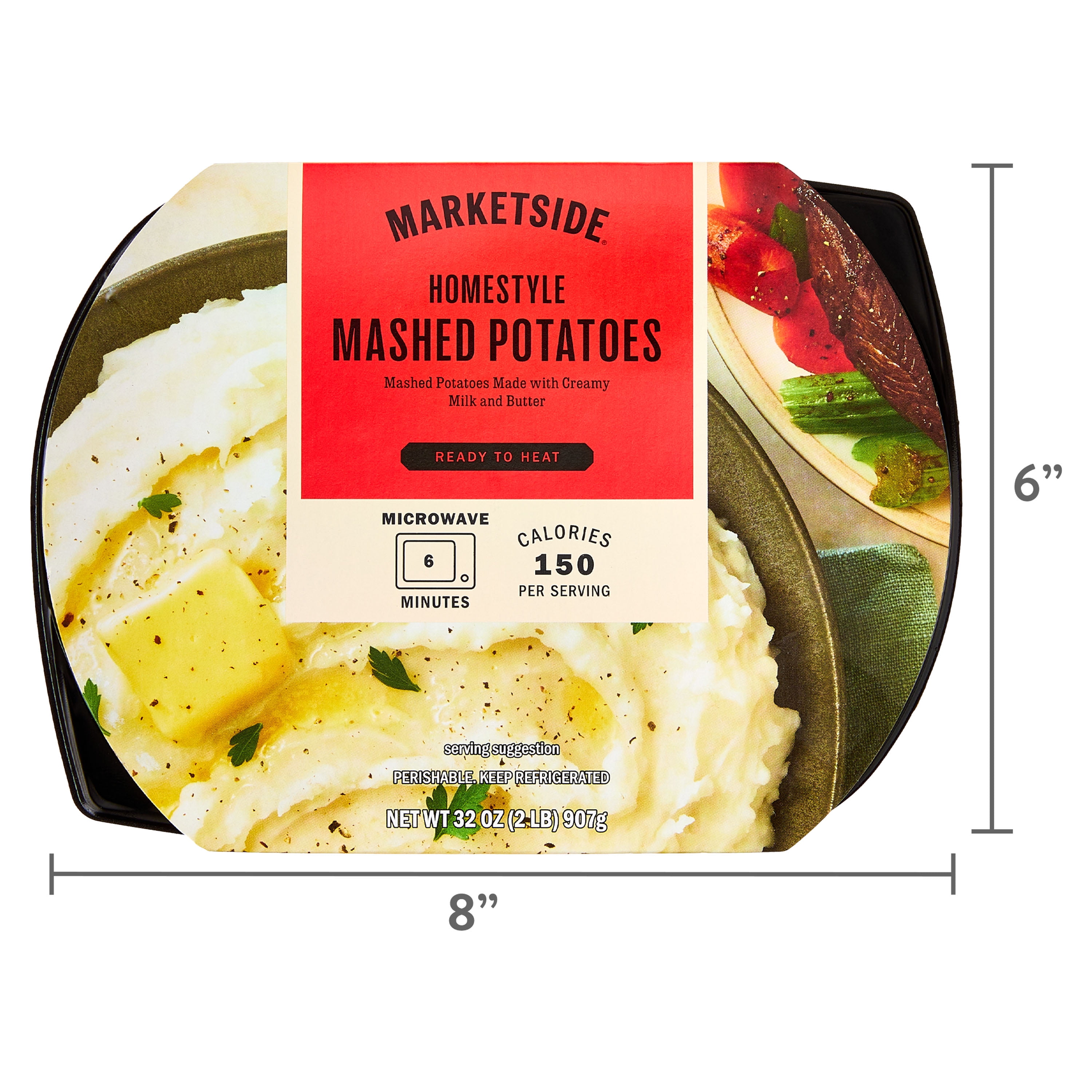 (3 pack) Marketside Ready To Heat Homestyle Mashed Potatoes Tray, Family Size, 32 oz