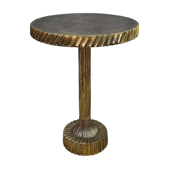 Carolina Luxe Pedestal Accent Table in Antique Gold