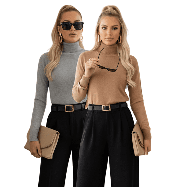 Set De 2 Sueteres Mujer De Cuello Alto Unitalla Sueteres Dama Sweaters