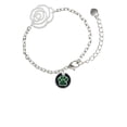 thumbnail image 2 of Delight Jewelry Silvertone Green Paw on Black Disc Silver-tone Flower Link Chain Bracelet, 6.75"+2" Extender, 2 of 4