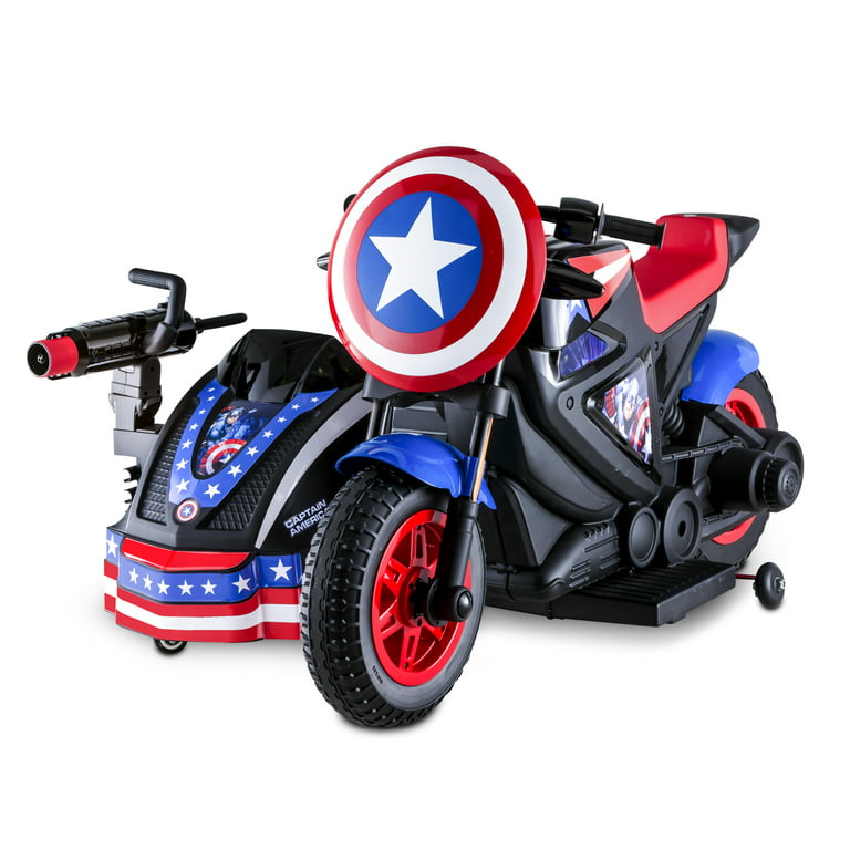 Moto com sidcar de brincar em miniatura . Motocicleta de brinquedo com  desenho cómic