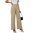 thumbnail image 2 of Wide Leg Stretchy Work Pants Women Pull on Dress Pants High Waisted Business Casual Trousers Slacks Khaki L, 2 of 9
