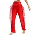 thumbnail image 4 of dPois Pantalon de Danse à Franges pour Femmes, Tango, Rumba, Latin, Danse de Salon, Danse Moderne, Entraînement, Rouge, TG, 4 of 7