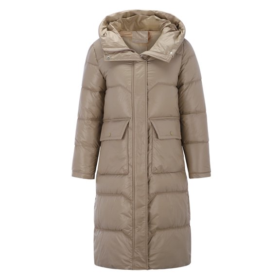 Ketyyh-chn99 Warm Winter Jacket Hooded Zip Up Thickened Long Jacket Maxi Parka Coat B,M