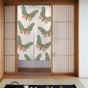 XMXT Japanese Noren Doorway Room Divider Curtain,Green Fluttering Butterfly Restaurant Closet Door Entrance Kitchen Curtains, 34 x 56 inches
