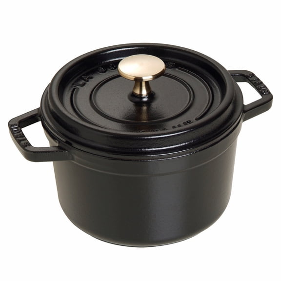 Staub Cast Iron 1.25-qt Round Cocotte - Matte Black