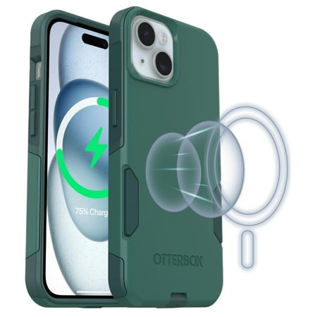 OtterBox iPhone 16e, iPhone 15, iPhone 14, and iPhone 13 Commuter Series Case - MagSafe Edition - Green, Slim & Tough, Pocket-Friendly, with Port Protection - Get Your Greens