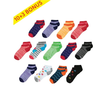Hanes Girls Socks 10 + 3 Bonus Pack No Show