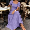 thumbnail image 6 of Bxsruta Womens Maxi Dresses Square Neck Puff Sleeve Smocked Flowy Casual Sundress, 6 of 7