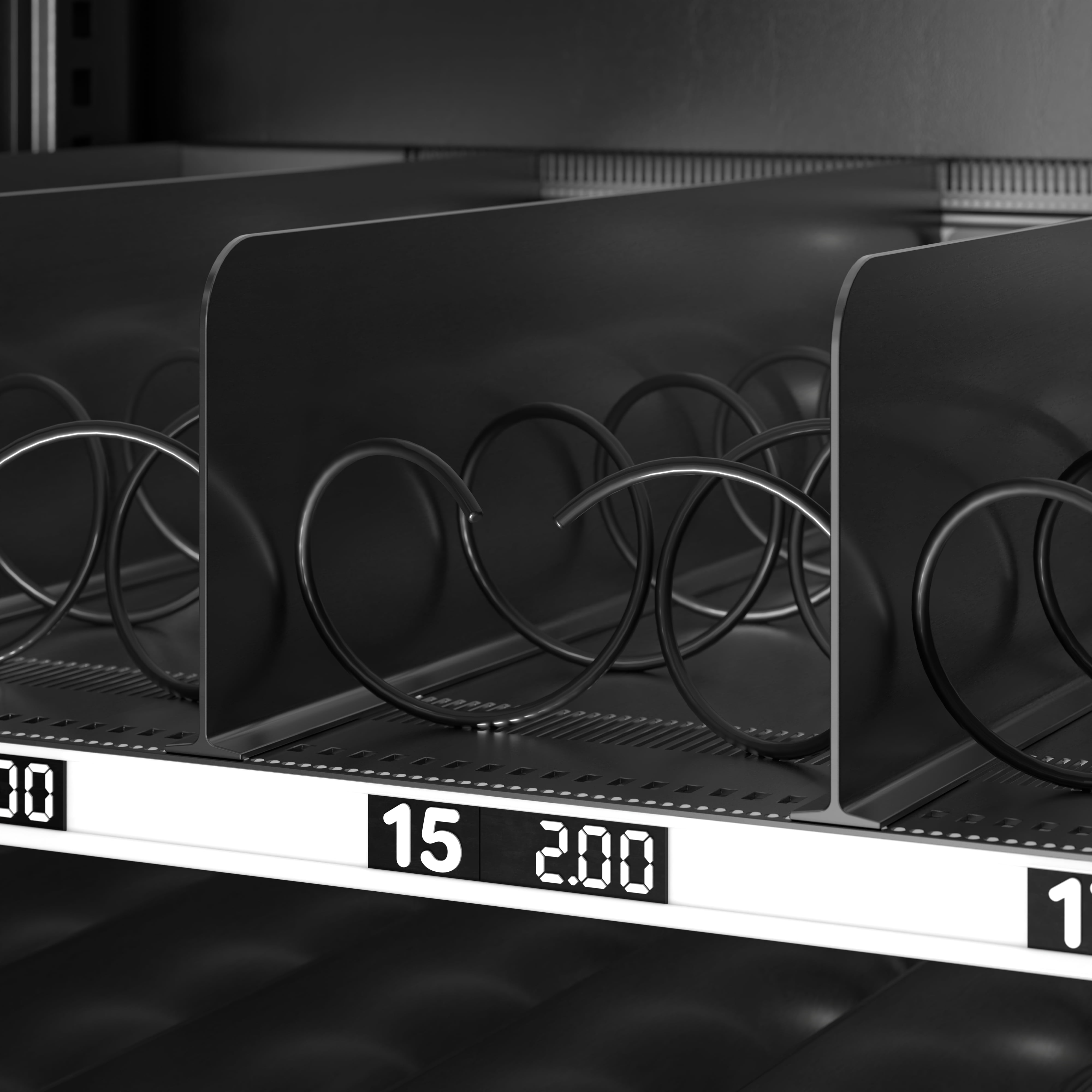 Refrigerated Snack Vending Machine In Black With 48 Slots Featuring Ample 49 Inch Touch Display, Bill Acceptor, Credit Card Reader, Wifi and 4G Connectivity