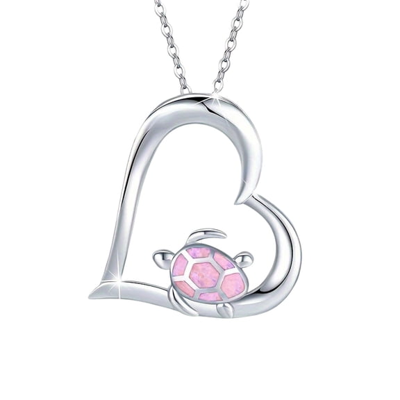 Yatlte Heart Necklace, Birthstone Pendant Necklace Created Gemstone Jewelry Gifts for Women