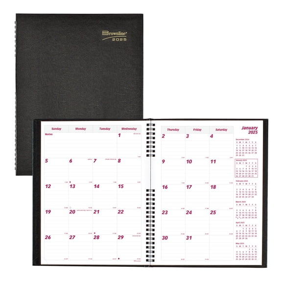 Brownline® 2025 CoilPro™ Monthly Planner, 14 Months, December 2024 to January 2026, Twin-Wire Binding, 11" x 8.5", Black (CB1262C.BLK-25)
