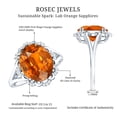 thumbnail image 5 of Rosec Jewels Lab Grown Orange Sapphire Vintage Inspired Ring with Diamond - 10X12 mm, 925 Sterling Silver, US 4.00, 5 of 8