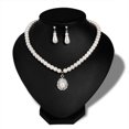 thumbnail image 3 of Soumake Royal Style Princess Imitation Pearl Teardrop Pendant Elegant Necklace Earrings Fashion, 3 of 8