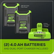 Greenworks 60V 25 Cordless Brushless Self-Propelled Mower + Two (2) 4.0Ah Batteries & Dual Port Charger