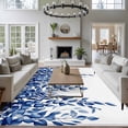 thumbnail image 4 of Area Rug 60×96in, Watercolor Blue Eucalyptus Leaf Floor Carpet Living Room Rug, Summer Farmhouse Leaves Non-Slip Welcome Mat Indoor Rugs for Bedroom Dining Room, 4 of 9