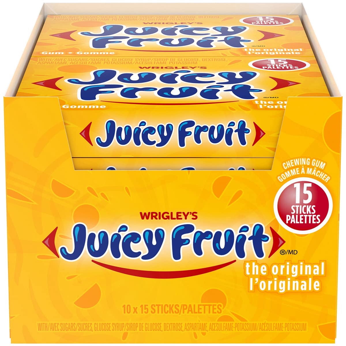 Wrigleys Juicy Fruit Original Stick Gum - 10x15/150ct {Imported from Canada}