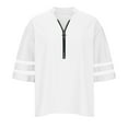 thumbnail image 3 of Womens Clothing Homenesgenics Womens Tops Women's Casual Solid Color Zipper Shirt Half Trumpet Sleeves Blouse White XXL, 3 of 5
