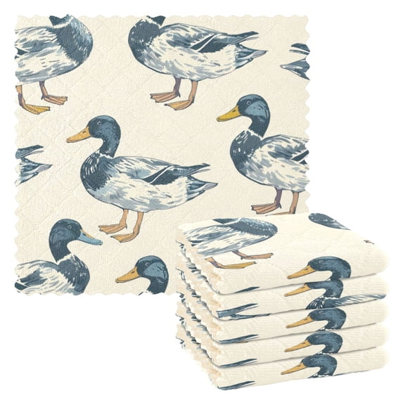 6 Pieces of Kitchen Towels 11x11Inch Kitchen Dish Cloths Kitchen Dish Towels Reuseable Cleaning Cloths Blue Duck