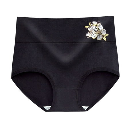 

Comfortable Intimate Female Underpants Women Solid Color 3D Embossed Pure Cotton Large Size Abdominal High Waist Panties