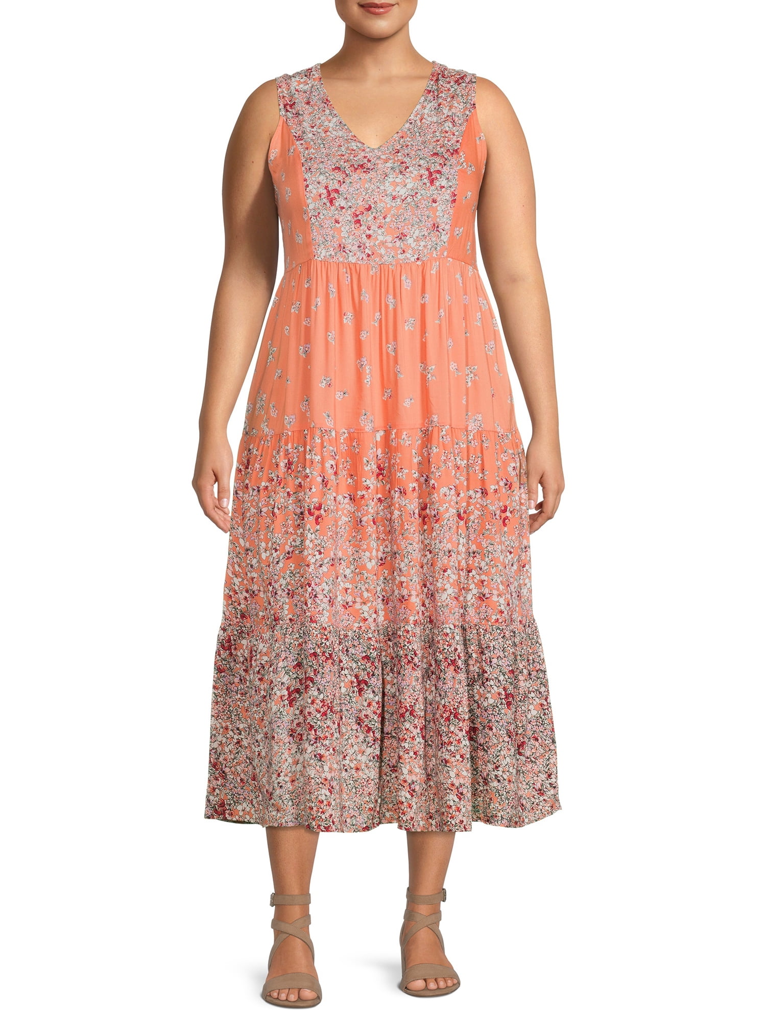 Romantic Gypsy Women's Plus Size Tiered V-Neck Maxi Dress - Walmart.com