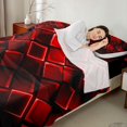 thumbnail image 4 of Castle Fairy Abstract Glowing Cube King Sheets 4pcs,Minimalism Neon Geometric Bedding,Red Black,1 Flat Sheet, 1 Fitted Sheet and 2 Pillowcases, 4 of 7