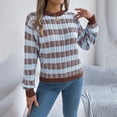 thumbnail image 2 of Fall Womens Sweaters Classic Argyle Striped Knitted Pullover Casual Long Sleeve Crew Neck Vintage Preppy Style Sweater, 2 of 6