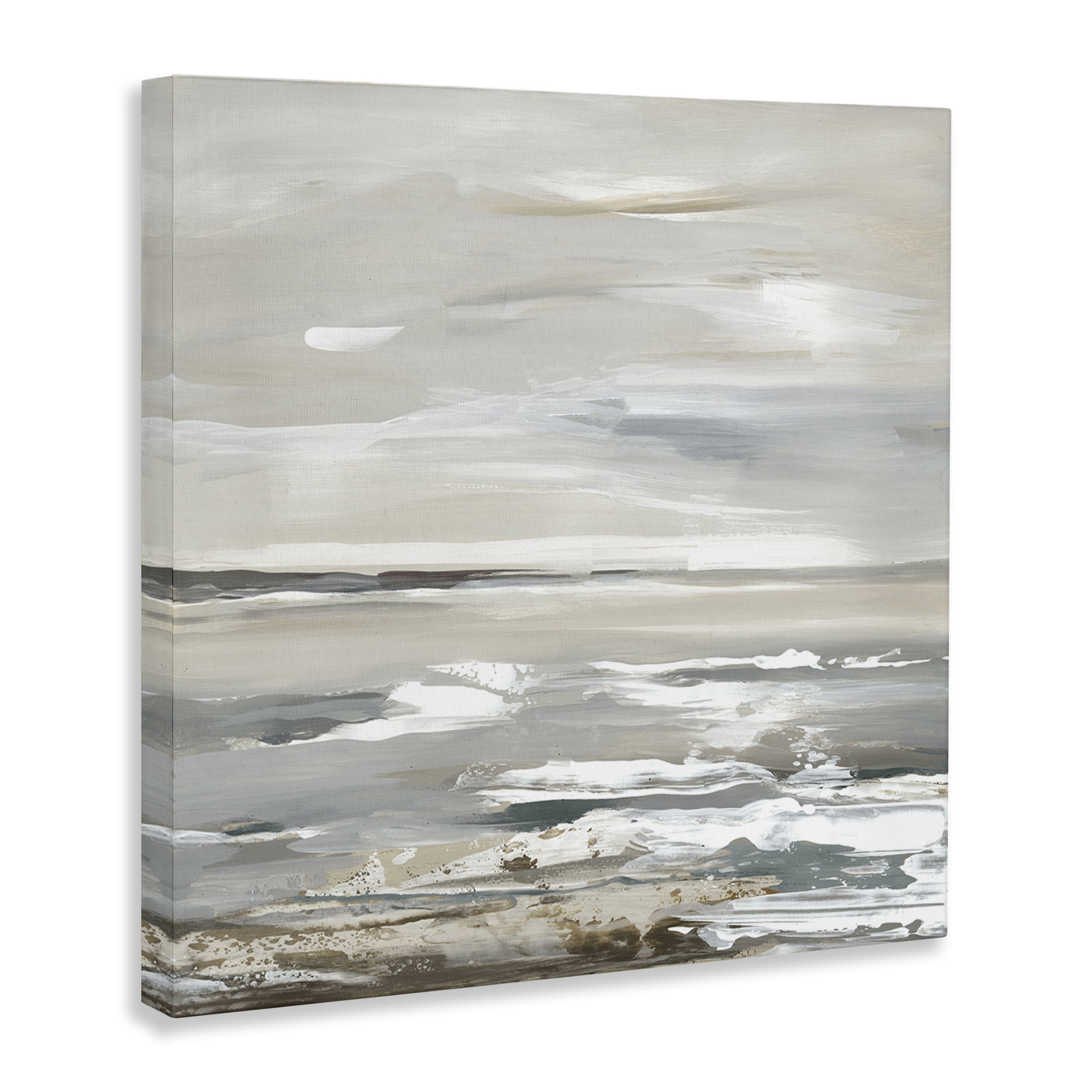 Stupell Industries White Waves Impression Landscape & Nature Painting Wrapped Canvas Art Print Wall Art, 36 x 36
