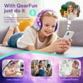 thumbnail image 2 of QearFun Bluetooth Headphones for Kids, Wireless Headphones with Built-in Mic, Includes Aux Cord, USB C, 3.5mm Jack, Bluetooth 5.3, On Ear Kids Headphones for School/Travel/Tablet(Deep Purple), 2 of 7