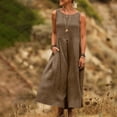 thumbnail image 4 of Lovzfmll Relaxed Pocket Tank Shift Maxi Dress for Women, Loose Crew Neck Sleeveless Casual Dress Brown, L, 4 of 8