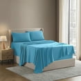 thumbnail image 4 of Clara Clark Queen Sheets Set, Hotel Luxury 4 Piece Deep Pocket Sheets, Ultra Soft Microfiber Bed Sheets Set, Beach Blue, 4 of 9