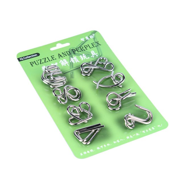 Brain Teasers Metal Wire Puzzle Toys Set of 8pcs Interlock Toys for Kids Gifts Party Favors