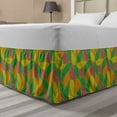 thumbnail image 1 of Leaves Bed Skirt, Rhythmic Colorful Arrangement of Fall Foliage Tree Leaf Motifs Illustration, Elastic Bedskirt Dust Ruffle Wrap Around for Bedding Decor, 4 Sizes, Khaki Multicolor, by Ambesonne, 1 of 2
