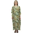 thumbnail image 4 of Bimba Moms Green Printed Maternity Kimono Kaftan With Belt Nursing Dress-4, 4 of 7
