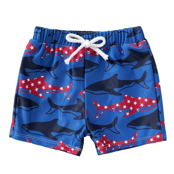 KIMI BEAR 6 Months Newborn Baby Boys Swim Trunks 12 Months Swimwear Bathing Suits Swim Shorts Sharks Print Board Shorts with Mesh Lining Blue 6-12M