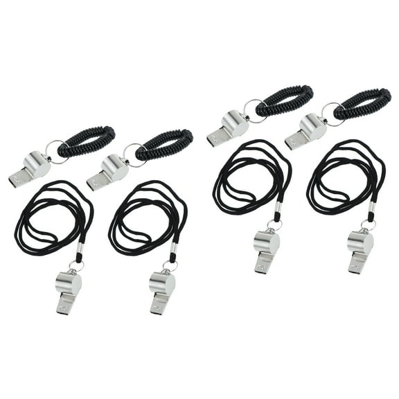 WRISTBIQUE Referee Whistle Silver High Frequency Outdoor Training Durable 8Pcs