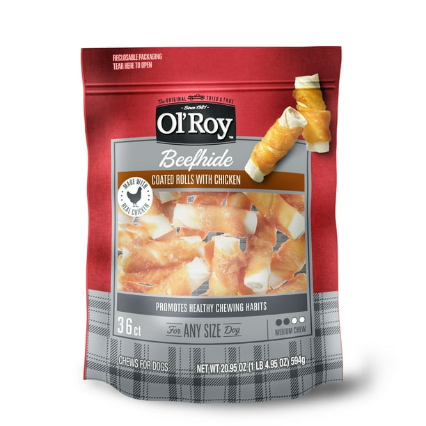 Ol' Roy Or 36ct Bh Chk Rolls, 36ct, Rawhide, Beefhide, Chicken, Chewing, Dry