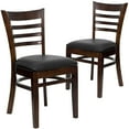 thumbnail image 2 of BizChair 2 Pack Ladder Back Walnut Wood Restaurant Chair - Black Vinyl Seat, 2 of 8